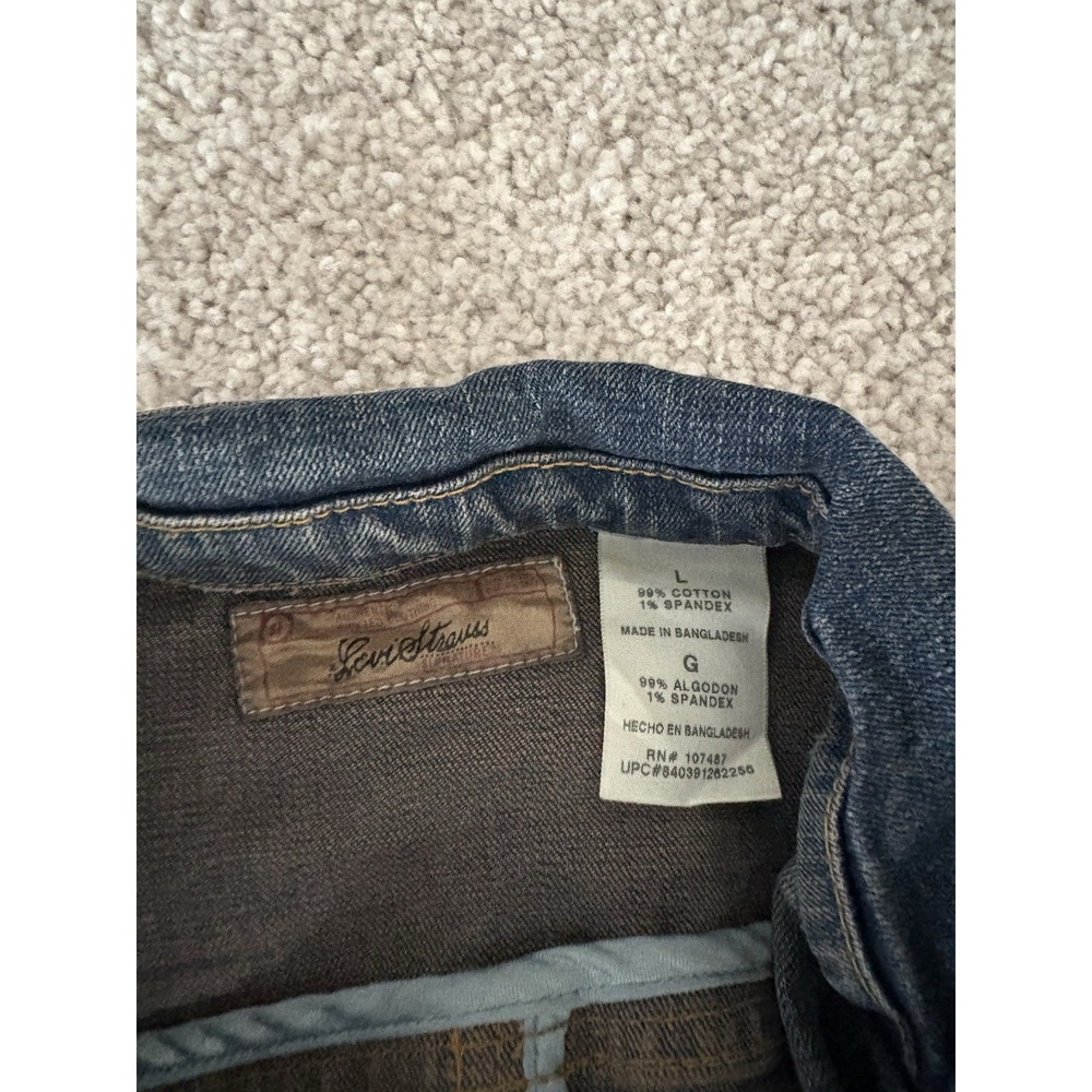 Vtg Levi Strauss Signature Denim Blazer Jacket Womens Size L Blue 3 Button Jean - Picture 3 of 6